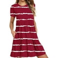 thumbnail image 3 of Sentmoon Robe d'Été avec Poches Manches Courtes Col Rond Grande Taille Robe d'Été 2026 Coupe Régulière Respirante Robe Nuisette de Vacances pour Voyage et Congé Bordeaux L, 3 of 7