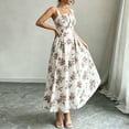 thumbnail image 6 of WRKEKC Summer Dresses for Women Printed Sleeveless a Line Pleated Square Neck Ankle Length Versatile Casual Wear, 6 of 8