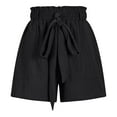 thumbnail image 6 of Olyvenn Womens Shorts Summer Elastic Waist Shorts Casual Ruffled Solid Color Shorts Ladies Comfy Lightweight Shorts with Pockets Black M, 6 of 8