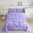 thumbnail image 2 of Erosebridal Ensembles de Couette à Imprimé Léopard Violet Format Double, Couettes et Duvets à Imprimé Guépard Ombré, Réversible 3 Pcs, 2 of 7