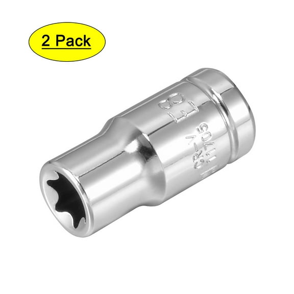 2Pcs 1/4-inch Drive E8 Torx Shallow Socket, Cr-V Steel