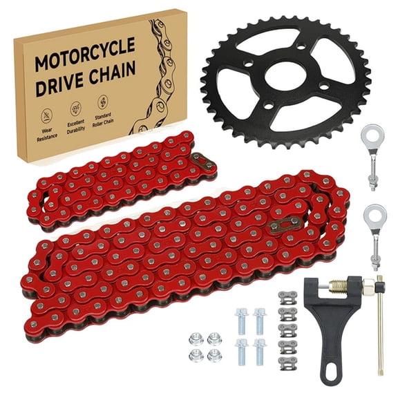 Mini Bike Red Chain 42 and 90 Links with 40/41/420 Sprocket 40T For Predator 212cc 196cc 6.5hp 5.5hp Coleman BT200X CT200U CT200U-EX Baja TrailMaster Warrior Heat MB200 MB165 Minibike Parts