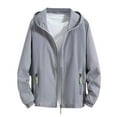 thumbnail image 3 of Fanxing Men's UPF 50+ Light Jacket Big and Tall Full Zip Sun Protection Hoodie Long Sleeve Sun Shirts UV Fishing Athletic Performance Shirt Gray,XL, 3 of 8