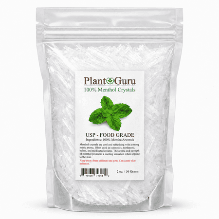 Menthol Crystals 2 oz. Mentha Arvensis 100% Pure Natural Organic USP Food Grade - Great for Cosmetics, Salves, Balms, Creams and Soap Making.