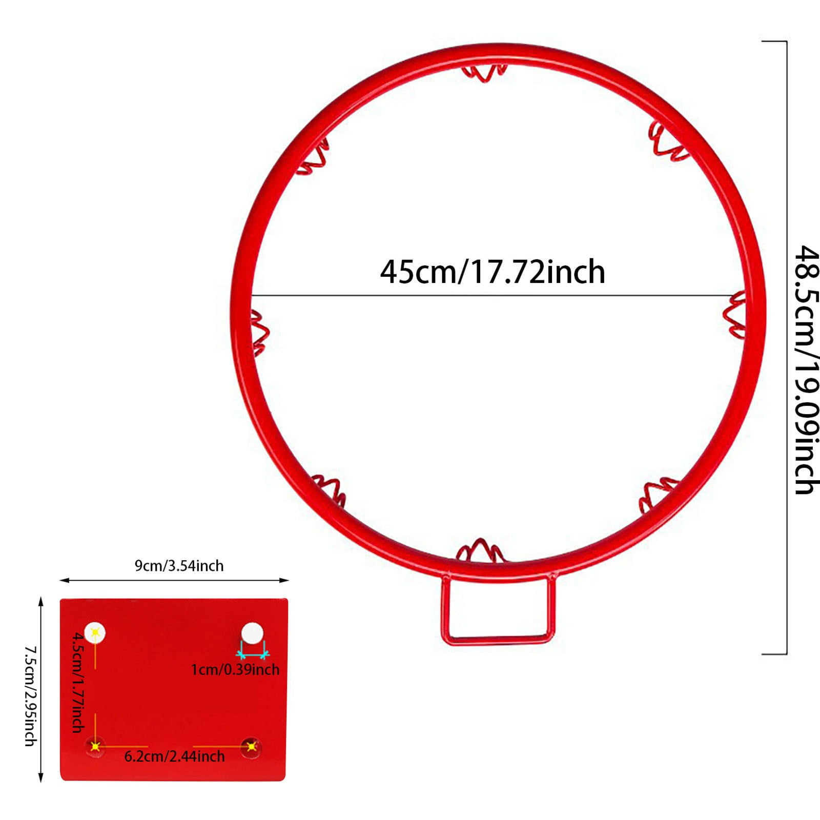 Heavy Duty Steel Replacement Basketball Rim and Net Portable Weather System for Indoor Outdoor Use