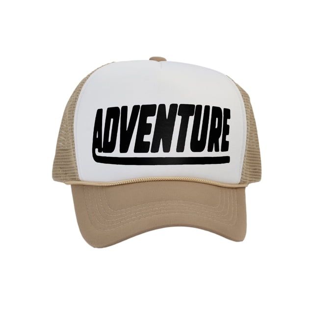 Men's Adventure Hat Outdoor Trucker Cap, White/Beige