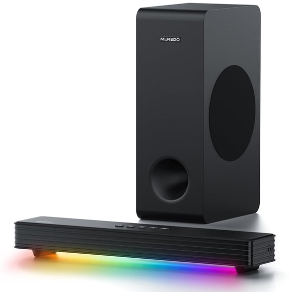 Barra de sonido MEREDO G38 de 3.1 canales con iluminación RGB de subwoofer BT 5.3