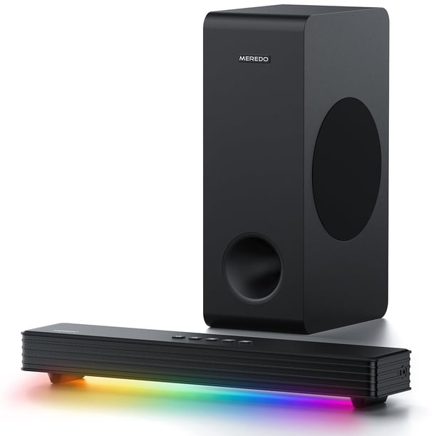 Barra de sonido MEREDO G38 de 3.1 canales con iluminación RGB de subwoofer BT 5.3