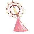 thumbnail image 2 of Colgante de Buda de madera para coche, decoración de 55 cm de largo para espejo retrovisor. Borlas rosas, 2 of 9