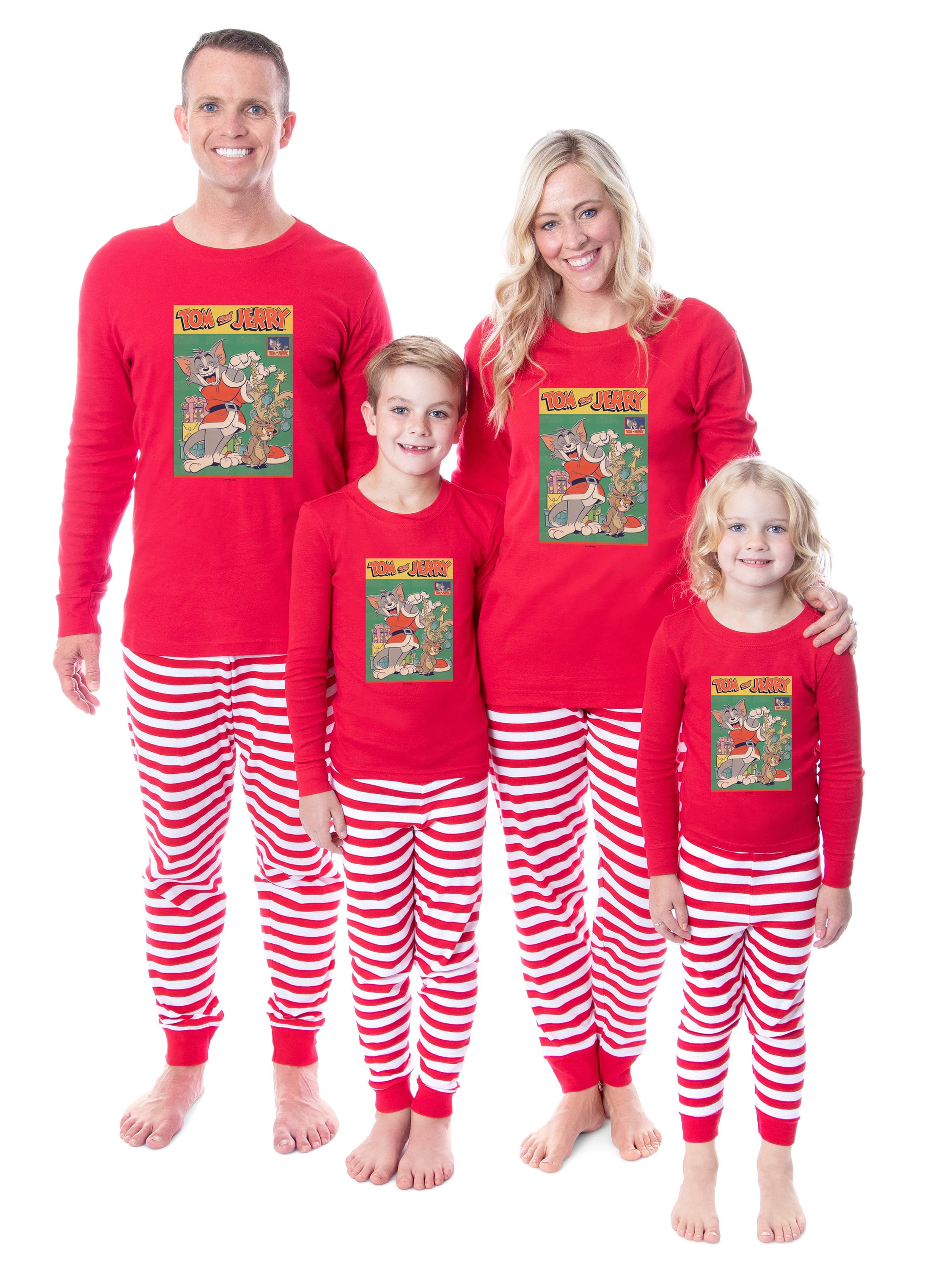 Tom And Jerry Christmas Santa Characters Unisex Child Adult Sleep Tight Fit  Family Pajama Set 