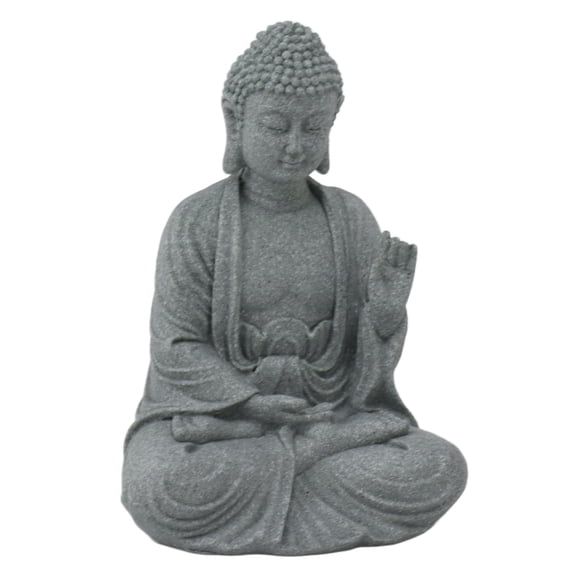 NFTIGB Green Sandstone Buddha Statue Sculpture, Handcrafted Buddhist Fearless Figurine Ornament for Living Room, Courtyard, Zen Garden & Aquarium Decor (5.9 inches / 15 cm) 7135K-02