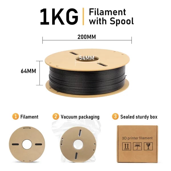 15% Carbon Fiber PETG-CF 3D Printer Filament, High Rigidity Engineering PETG-CF Filament, Matte Wear-Resistant Printing Material for Functional Mechanical Parts, Fits Most 1.75mm FDM Printers