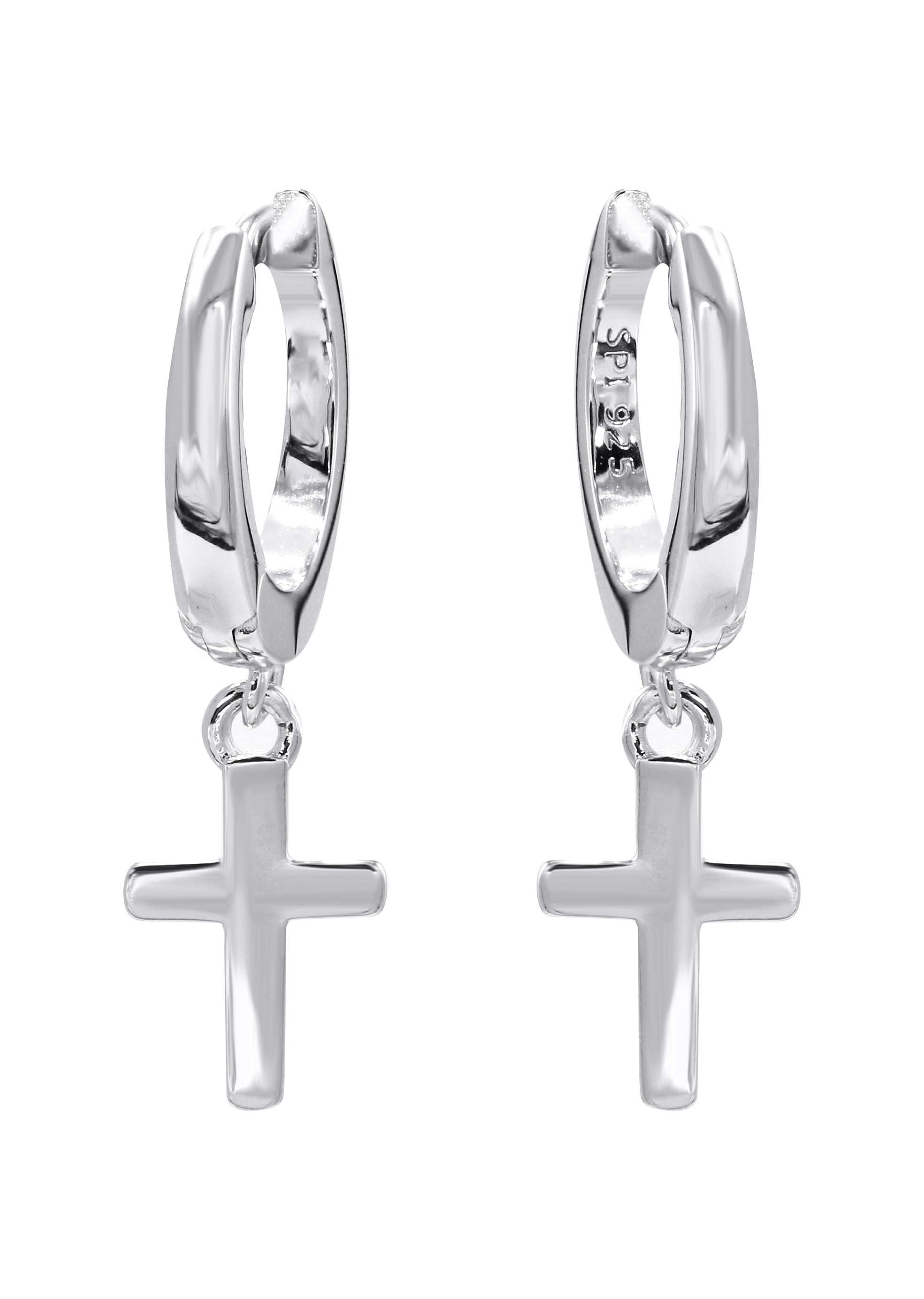 Hoop Earrings Mens Womens with Baguette Cubic Zirconia Huggy Huggie Rhodium on Sterling Silver Hoop Earrings Mens Womens with Baguette Cubic Zirconia Huggy Huggie Rhodium on Sterling Silver
