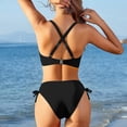 thumbnail image 2 of Underwire Bikini Sets for Women Womens Cheeky Bikini Sets Ruched Two Piece Swimsuit Drawstring Mid Waisted Bathing Suit Summer Swim Suits Black XXL, 2 of 6