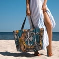 thumbnail image 6 of Xecao Coffee-Drinking Skull for versatile beach bag for women includes zipper pockets and waterproof material, ideal for vacations and adventures., 6 of 7