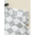thumbnail image 6 of Bagilaanoe 2pcs Toddler Baby Boy Girl Shorts Set Short Sleeve Checkerboard Print Hooded Tops + Shorts 6M 12M 18M 24M 3T Kids Casual Summer Clothes, 6 of 8