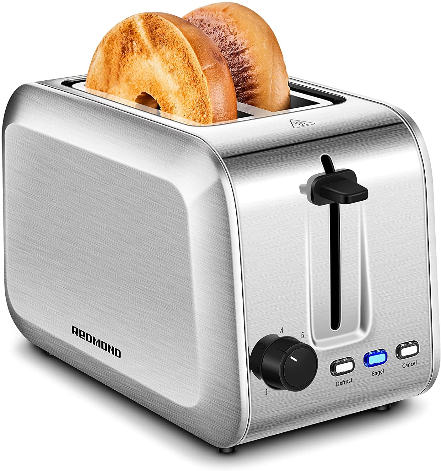 REDMOND 2 Slice Stainless Steel Toaster with Bagel Function, Silver
