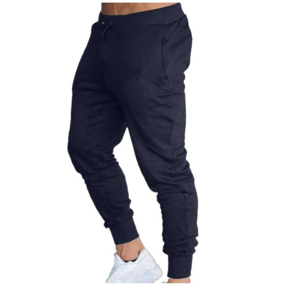 IROINNID Mens SweatPants Solid Color Tight Fitting Pockets Fitness Sport Pants Elastic Waist Pants