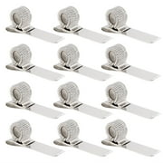 ROSENICE 12Pcs Portable Metal Pen Clips Creative Spring Pen Holder Elastic Pen Loop Notebook Accessories Office Supplies