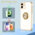 thumbnail image 2 of iPhone 12 Case with 360° Rotatable Ring Holder Magnetic Kickstand, Shiny Plating Gold Edge, Slim Soft TPU Shockproof Protective Cover for Women, Men, White, 2 of 14