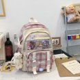 thumbnail image 2 of Bolsa Mochila de retazos de lona para mujer Mochila grande para estudiantes de estilo preppy (rosa) Ehuebsd Para Estrenar, 2 of 8