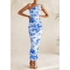 thumbnail image 5 of Vestido PRETTYGARDEN de un Hombro Fruncido Floral Azul XL, 5 of 7
