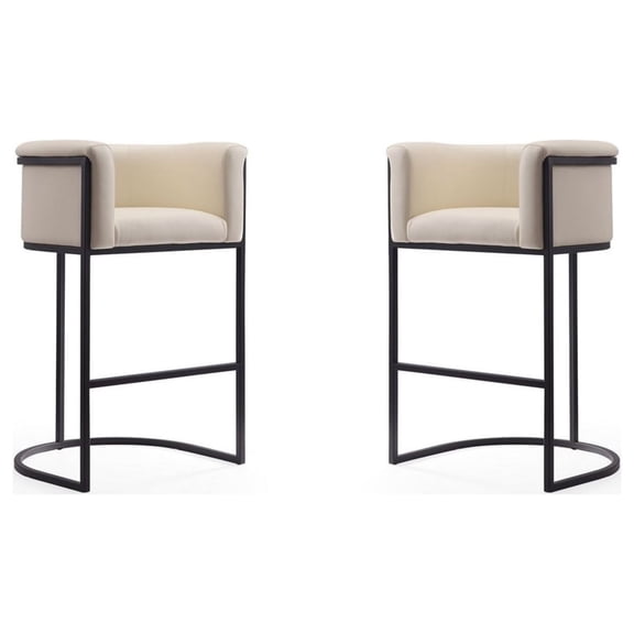 Manhattan Comfort Cosmopolitan 29.5" Faux Leather Barstool in Cream (Set of 2)