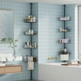 thumbnail image 7 of 4-Tier Adjustable Tension Pole Corner Shower Shelve – Rust-Resistant Bathroom Organizer Shelf with Baskets & Towel Bars, Perfect for Kitchens, Bathrooms, and Bedrooms, Black, 7 of 7