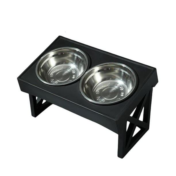 Comedero elevado para perros con base antideslizante y altura ajustable. Cuenco de acero inoxidable