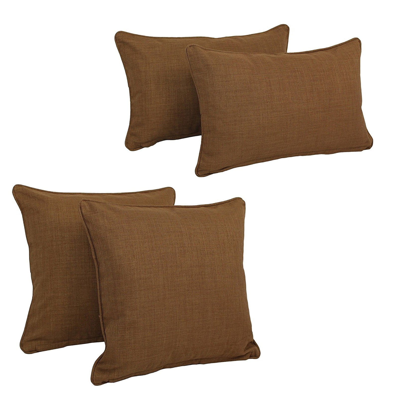 Blazing Needles 18” x 18” Aqua Blue Solid Polyester Decorative Pillows, Removable Cover (4 Count)