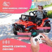 24V 2 Seater Electric Truck Car for Kids, Big Kids Cars To Drive Remote Control, Colorful Led Lights, 3 Speed, Bluetooth Music, Spring Suspension, Farmdex Ride On Toys Gift for Boys & Girls - Red