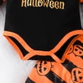 thumbnail image 7 of JCCXIN Child Toddler Boys Halloween Outfits 1St Birthday Pumpkin Graphic Striped Romper And Pants With Hat 3 PC Set Long Sleeve Dress-Up Party Newborn Fall Cute Trick Or Treat Wear,Orange,9-12 Months, 7 of 7