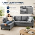 thumbnail image 5 of Aukfa 97" Classic Sectional Sofa 4 Seat L shape Couch with Oversized Left Chaise for Living Room, 2Pillows, Linen, Gray, 5 of 9