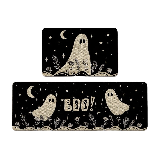 Juego De Alfombras De Cocina Para Halloween Alfombra De Cocina Con Calabazas Y Letras De Halloween Cojín Lavable Juego De Alfombras De Cocina Cómodas