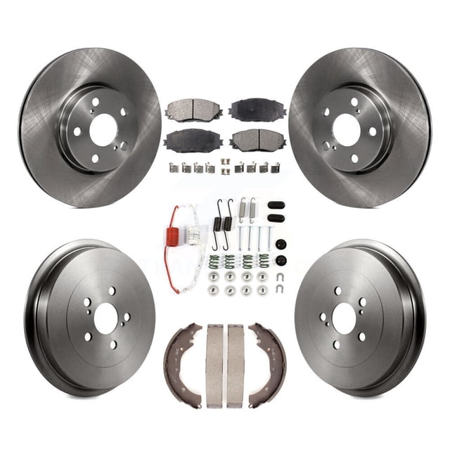 Transit Auto Front Rear Disc Brake Rotors Ceramic Pads and Drum Kit (7Pc) for Car Toyota Corolla K8T-102506
