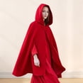 thumbnail image 3 of comerut Winter Women Cape Coat with Hood Medieval Retro Cape Gothic Keep Warm Shawl Knee Length Loose Cloak Thick Single-Button Closure Outdoor Poncho Pirate Robe, 3 of 8