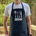 thumbnail image 4 of GuyAprons Choose Your Weapon Apron, Funny Apron for Men, BBQ Grill Apron, Funny Apron for Dad, 4 of 5