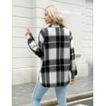thumbnail image 5 of Zeagoo Flannel Cropped Jacket Wool Blend Shacket Plaid Button Down Shirt Fall Winter Fashion Long Sleeve Coat with Pockets, 5 of 6
