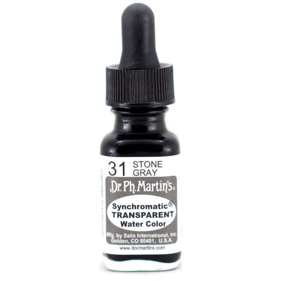 Dr. Ph. Martin's® Synchromatic Transparent Water Color (31) Watercolor Bottle, ½ US fl oz, Stone Gray, 1 Bottle