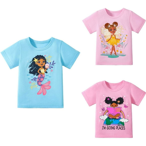 T-shirts pour Tout-Petites Filles avec Papillon, T-Shirt à Manches Courtes pour Tout-Petite Fille, Col Ras du Cou, Tenues d'Été pour Fille, Vêtements pour Filles, Taille 2-3 Ans, Tenue pour Fille