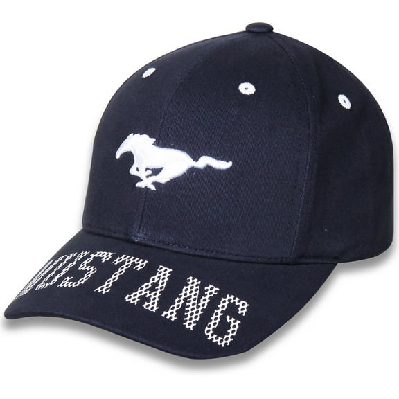 Ford Mustang Men's Official Licensed Embroidered Mustang Logo Hat Cap - Navy