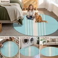 thumbnail image 6 of Abstract White Striped Round Living Room Rugs 4 ft, Modern Pink Linen Texture Washable Area Rug with Non-Slip Sturdy Edge Binding Round Carpet for Entryway Kitchen Bedroom Bathroom, 6 of 9