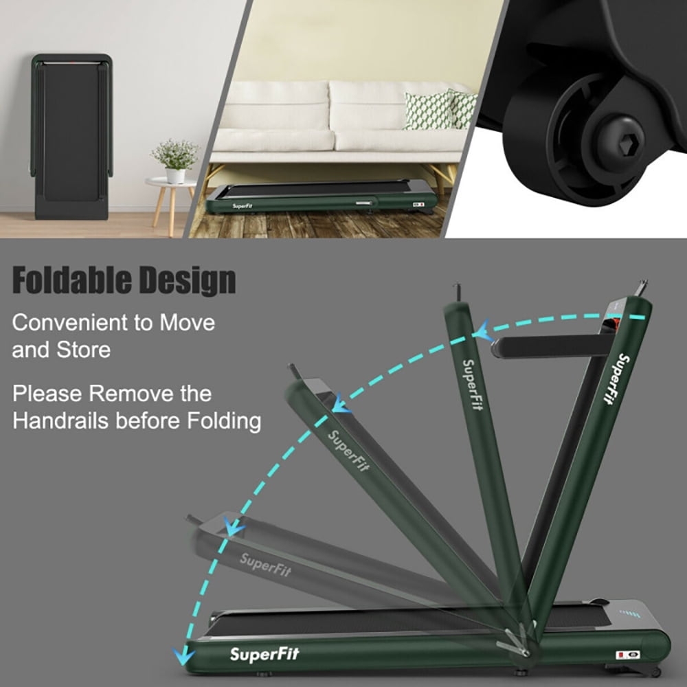 Spaco 4.75HP 2 In 1 Folding Treadmill with Remote APP Control-Green, Home Fitness Equipment for Walking & Running , Cardio Exercise Machine, Preset and Adjustable Programs