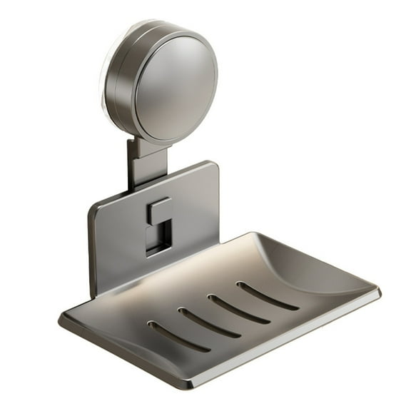 Strong Suction Cup Soap Dish Holders Sturdy Aluminum ABS Wall Mounted Draining Soap Box for Bathroom and Kitchen