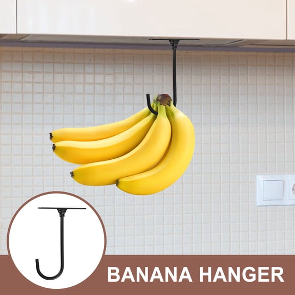 TABLZONE Black Metal Banana Holder for Kitchen Countertop - Space-Saving Fruit Stand Organizer