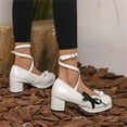 thumbnail image 6 of IUJSOY Women's Lolita Shoes Strappy Platform Block Heel Patent Leather Pumps with Bow, 6 of 8