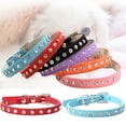 thumbnail image 1 of Flmtop Réglable Chat Chien Strass Cloutés Boucle Col Simili Cuir Sangle de Cou Rose, 1 of 9