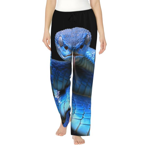 Balery Blue Viper Snake 2 Pantalones de pijama para mujer, pijamas ultraligeros, pantalones de estar por casa-XX-Large
