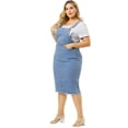 thumbnail image 4 of Women's Plus Size Jeans Dresses Adjustable Strap Back Vent Raw Hem Overall Denim Dress Light Blue 3X, 4 of 7