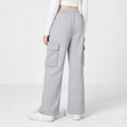thumbnail image 5 of NAISIBABY Girls Sweatpants, Elastic Waist with Multi-Pockets Straight Leg Casual Cargo Athletic Pants Gray 7T, 5 of 6